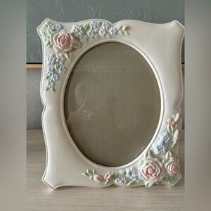 Large vintage pastel floral picture frame
